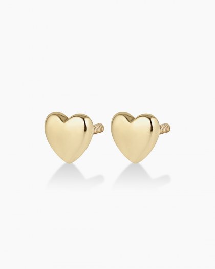 Gold Heart Flat Back Studs