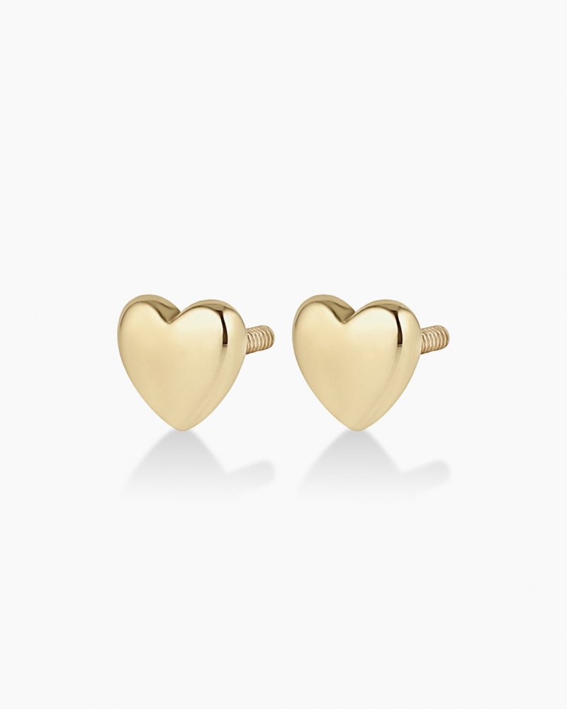 Gold Heart Flat Back Studs