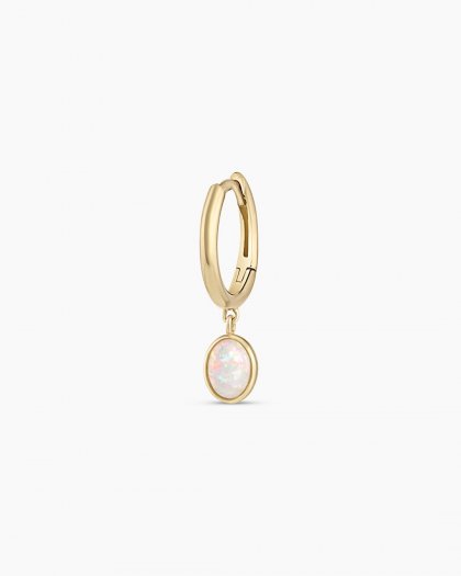 Opal Oval Charm Huggie