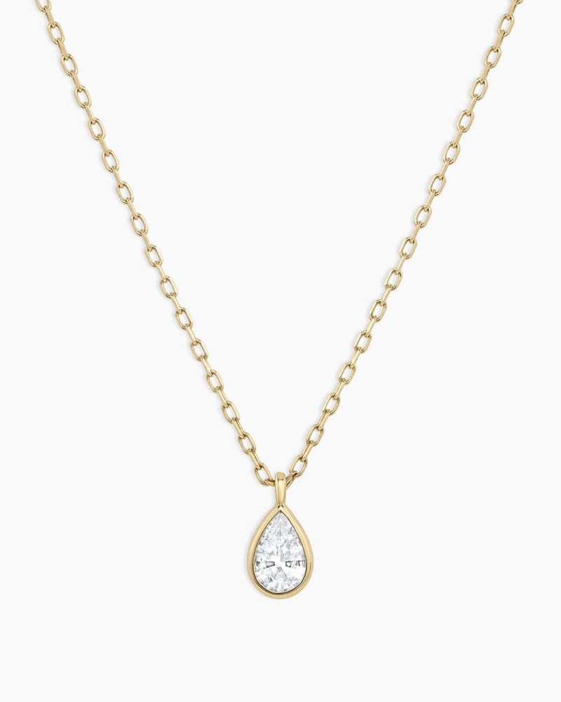 White Sapphire Pear Charm Necklace